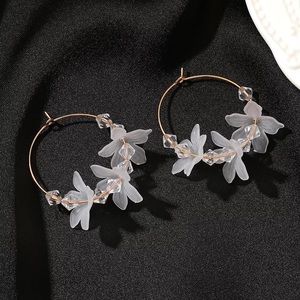 Clear flower hoop earrings for women